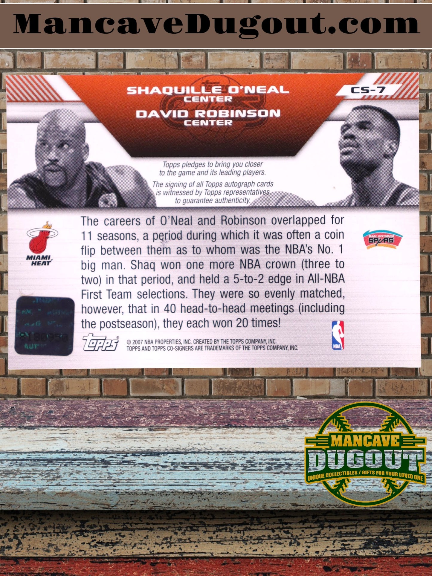 Shaquille O’Neal & David Robinson - 2007 08 Topps Co Signers Dual Autographs #CS7