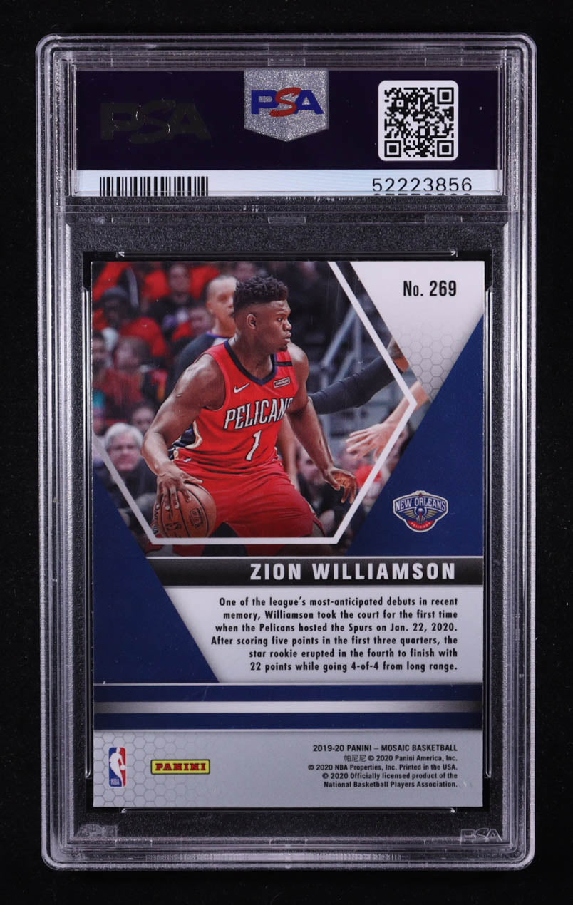 Zion Williamson — 2019 20 Panini Mosaic - NBA Debut Rookie Card #269 - PSA 9 (Mint)