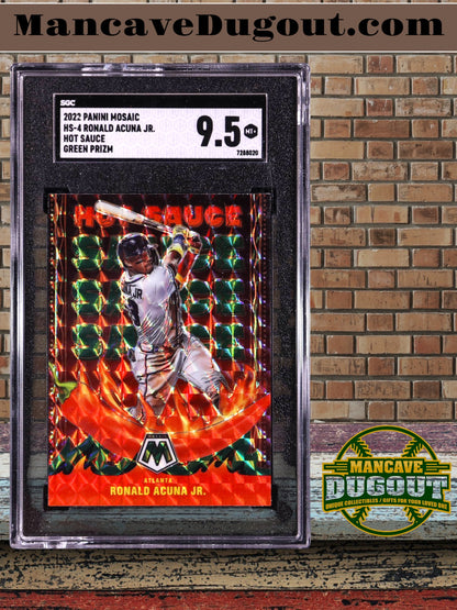 Ronald Acuña Jr. — 2022 Panini Mosaic - Hot Sauce — Mosaic Green Parallel #4 - SGC 9.5 Gem Mint