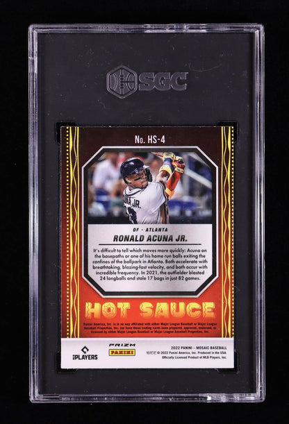 Ronald Acuña Jr. — 2022 Panini Mosaic - Hot Sauce — Mosaic Green Parallel #4 - SGC 9.5 Gem Mint