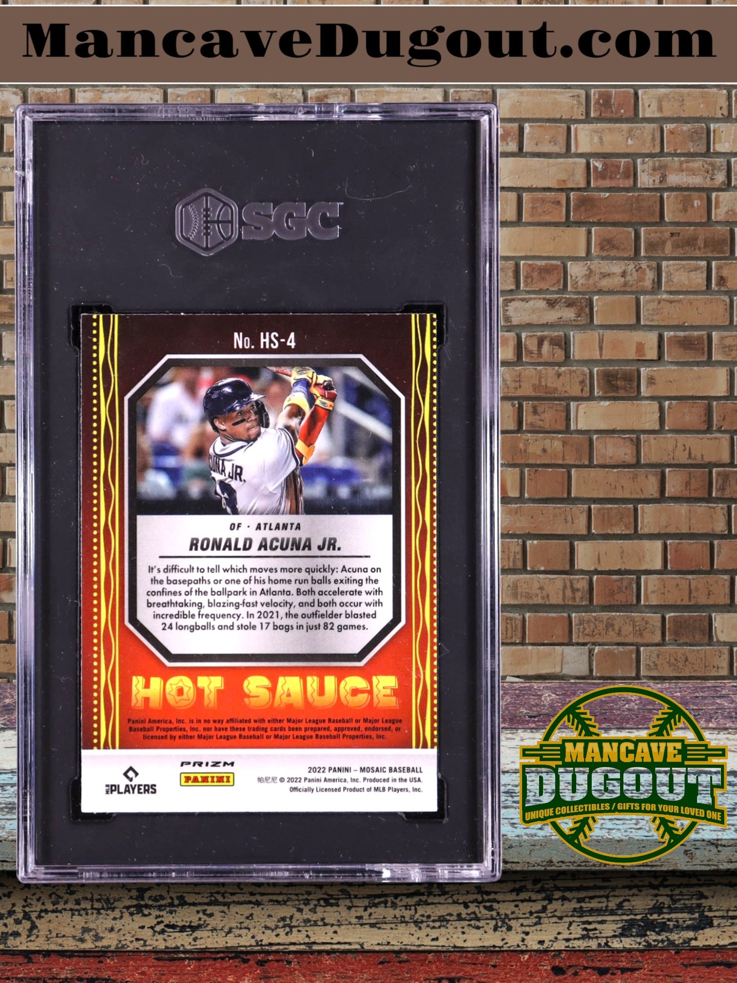 Ronald Acuña Jr. — 2022 Panini Mosaic - Hot Sauce — Mosaic Green Parallel #4 - SGC 9.5 Gem Mint