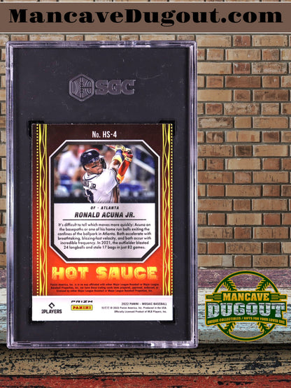Ronald Acuña Jr. — 2022 Panini Mosaic - Hot Sauce — Mosaic Green Parallel #4 - SGC 9.5 Gem Mint