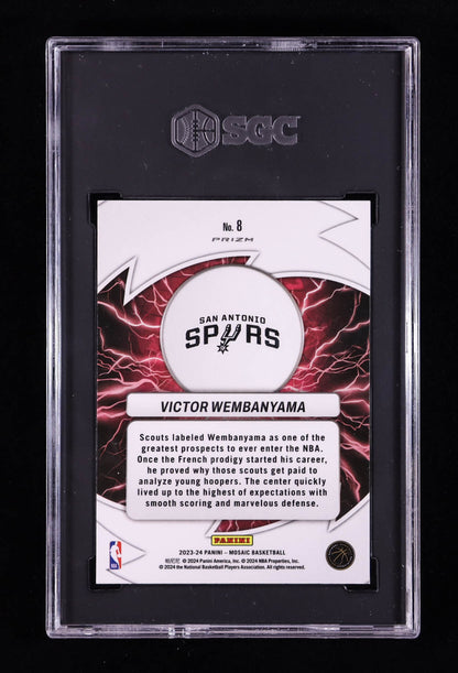 Victor Wembanyama — 2023 24 Panini Mosaic - Thunder Road — Mosaic Green Parallel   (RC) - SGC 9.5 Gem Mint