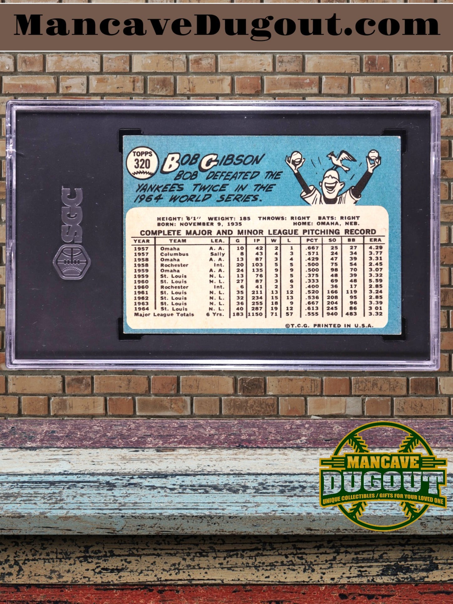 Bob Gibson — 1965 Topps #320 - SGC 4 (VG) — Hall of Fame Pitching Legend