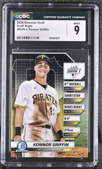 Konnor Griffin – 2024 Bowman Draft - Draft Night Insert #BDN 2 – Rookie Card (RC) - CGC 9 Mint
