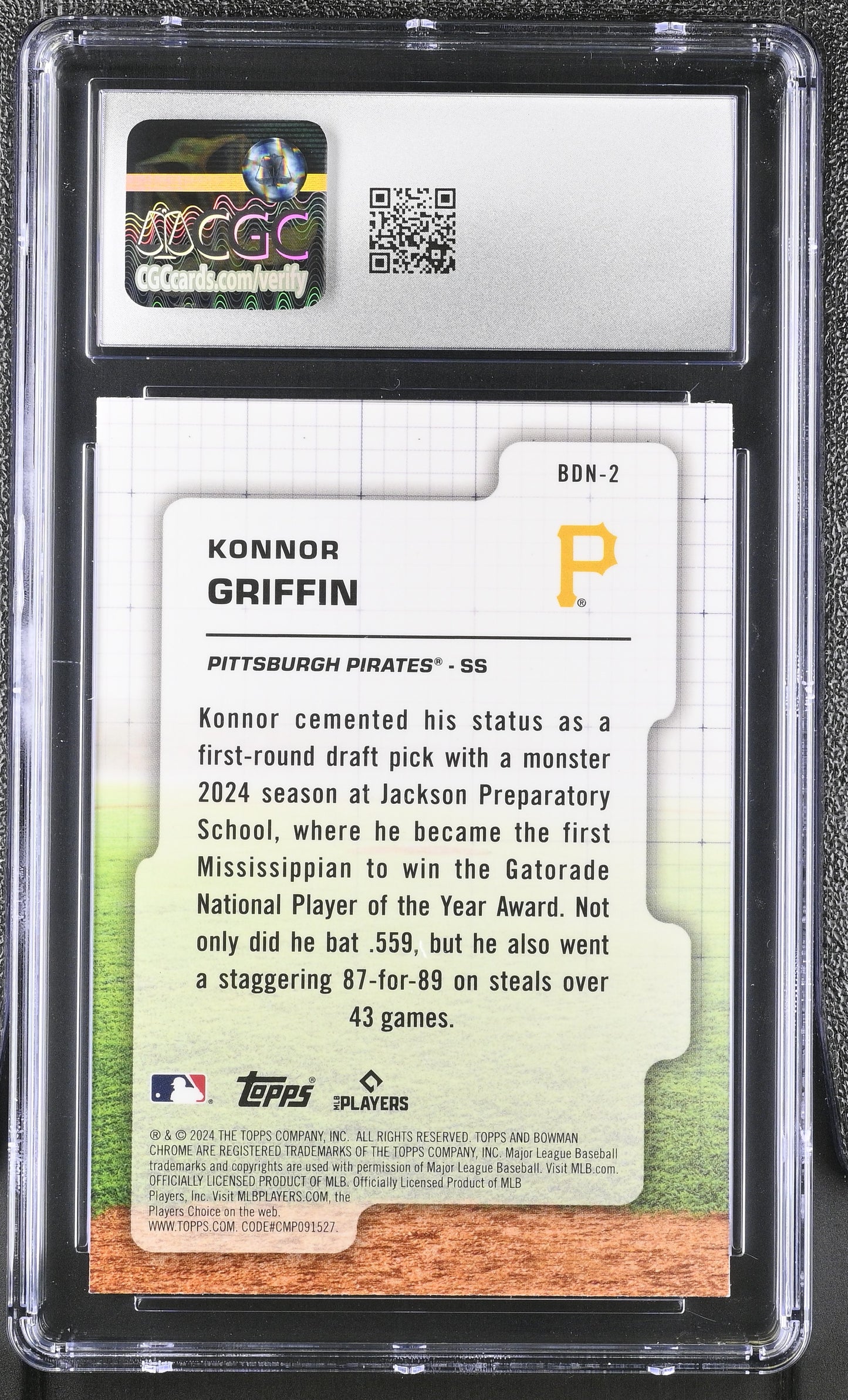 Konnor Griffin – 2024 Bowman Draft - Draft Night Insert #BDN 2 – Rookie Card (RC) - CGC 9 Mint