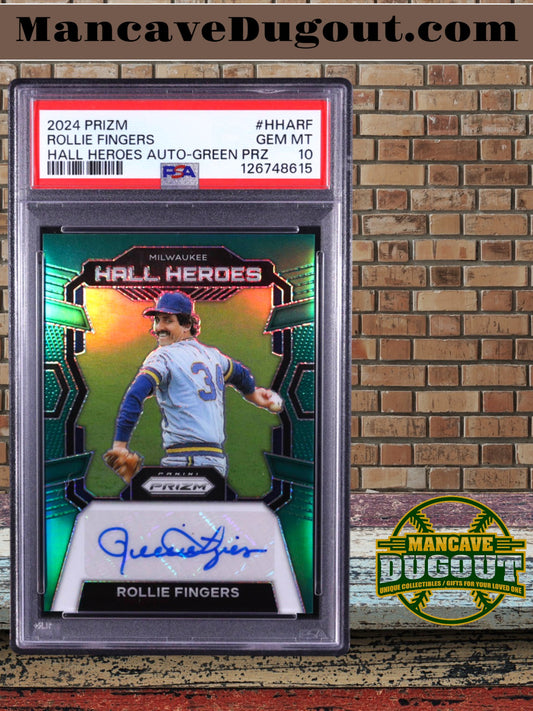 Rollie Fingers – 2024 Panini Prizm - Hall Heroes Autographs – Green Prizm #3 – PSA 10 Gem Mint