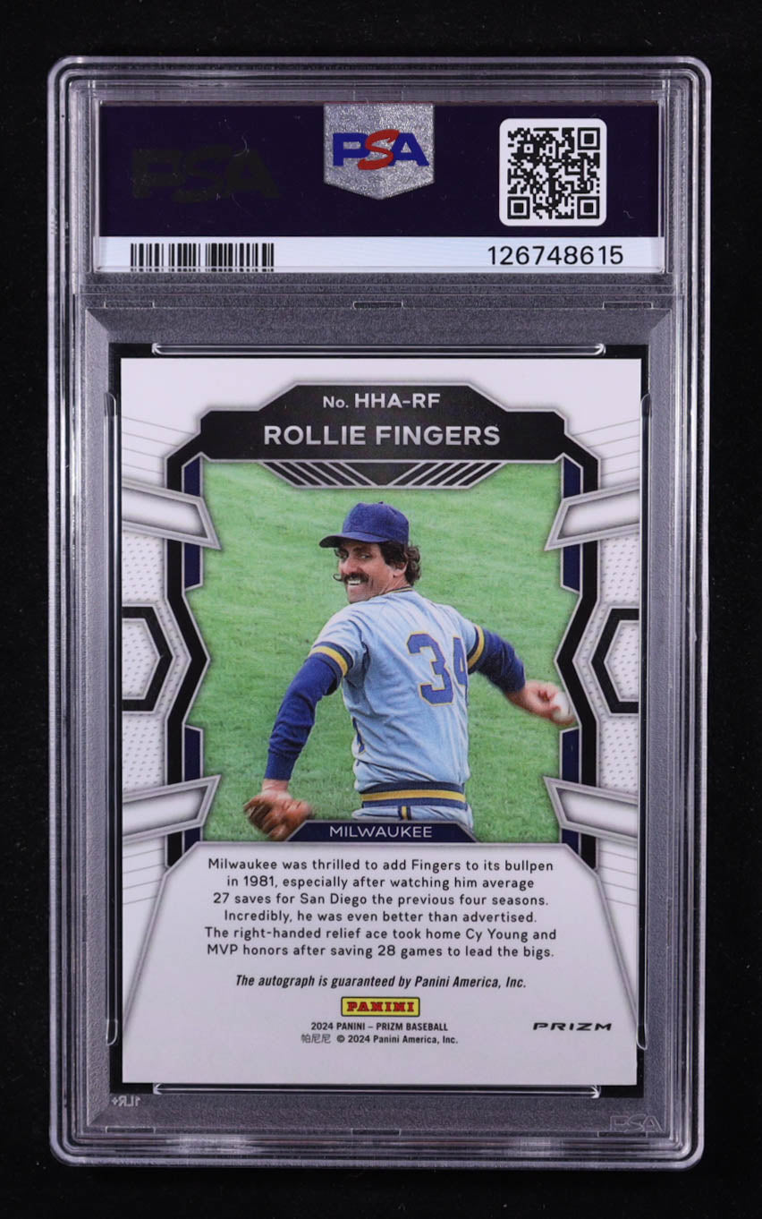 Rollie Fingers – 2024 Panini Prizm - Hall Heroes Autographs – Green Prizm #3 – PSA 10 Gem Mint