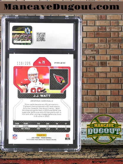 J.J. Watt — 2021 Panini Prizm - Purple Ice Parallel #79 — Serial #110/225 - CGC 10 Gem Mint