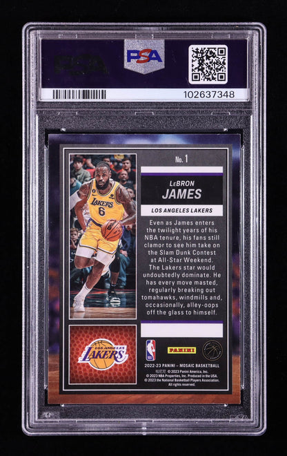 LeBron James — 2022 23 Panini Mosaic - Jam Masters Insert — Card #1 - PSA 9 (Mint)