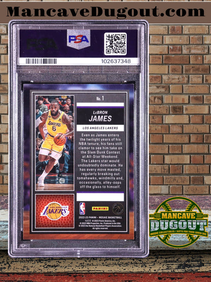 LeBron James — 2022 23 Panini Mosaic - Jam Masters Insert — Card #1 - PSA 9 (Mint)