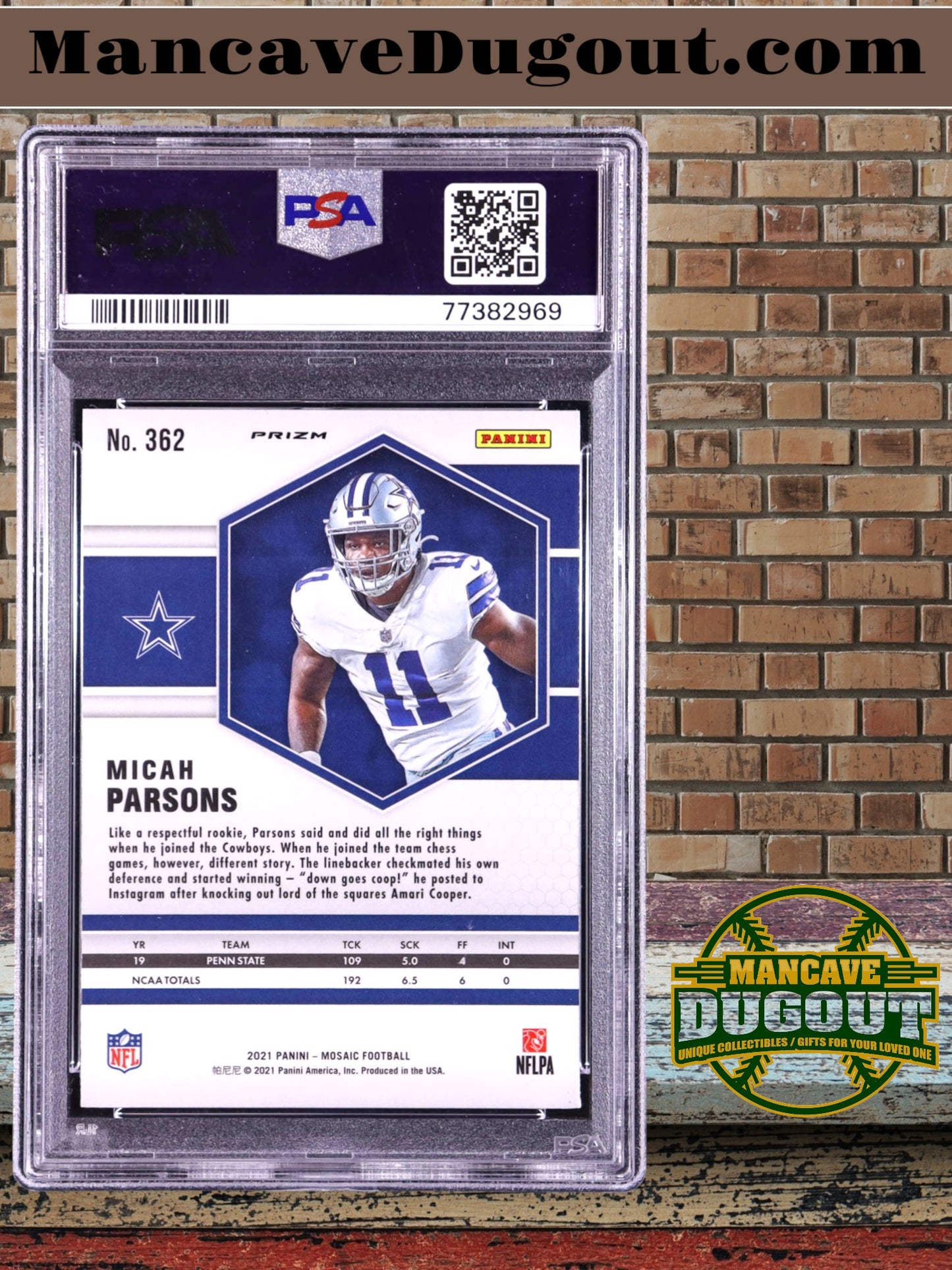 Micah Parsons — 2021 Panini Mosaic - Mosaic Green Parallel — Rookie Card #362 - PSA 10 Gem Mint