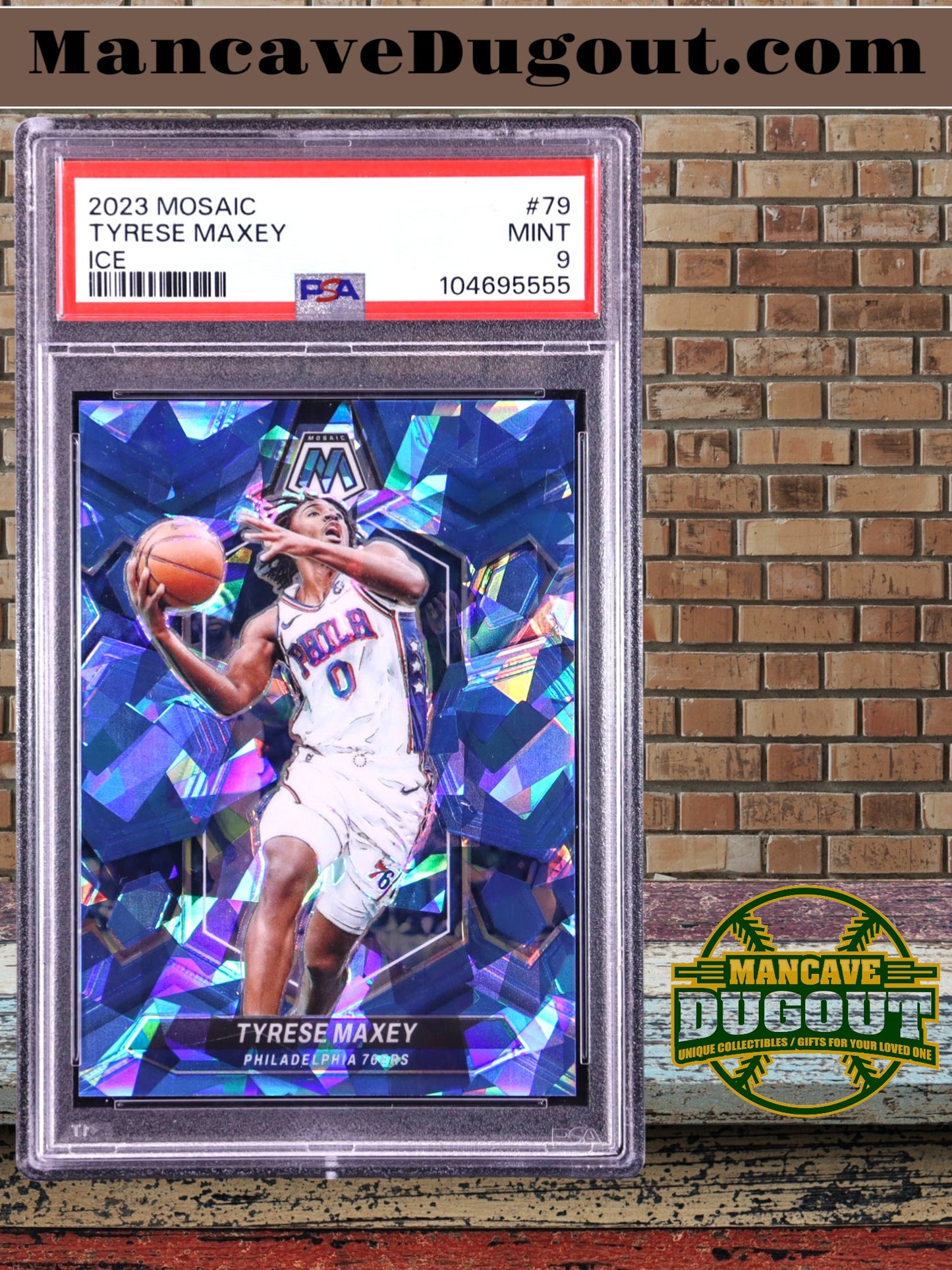 Tyrese Maxey — 2023 24 Panini Mosaic - Mosaic Ice Parallel #79 — Serial #109/125 - PSA 9 (Mint)