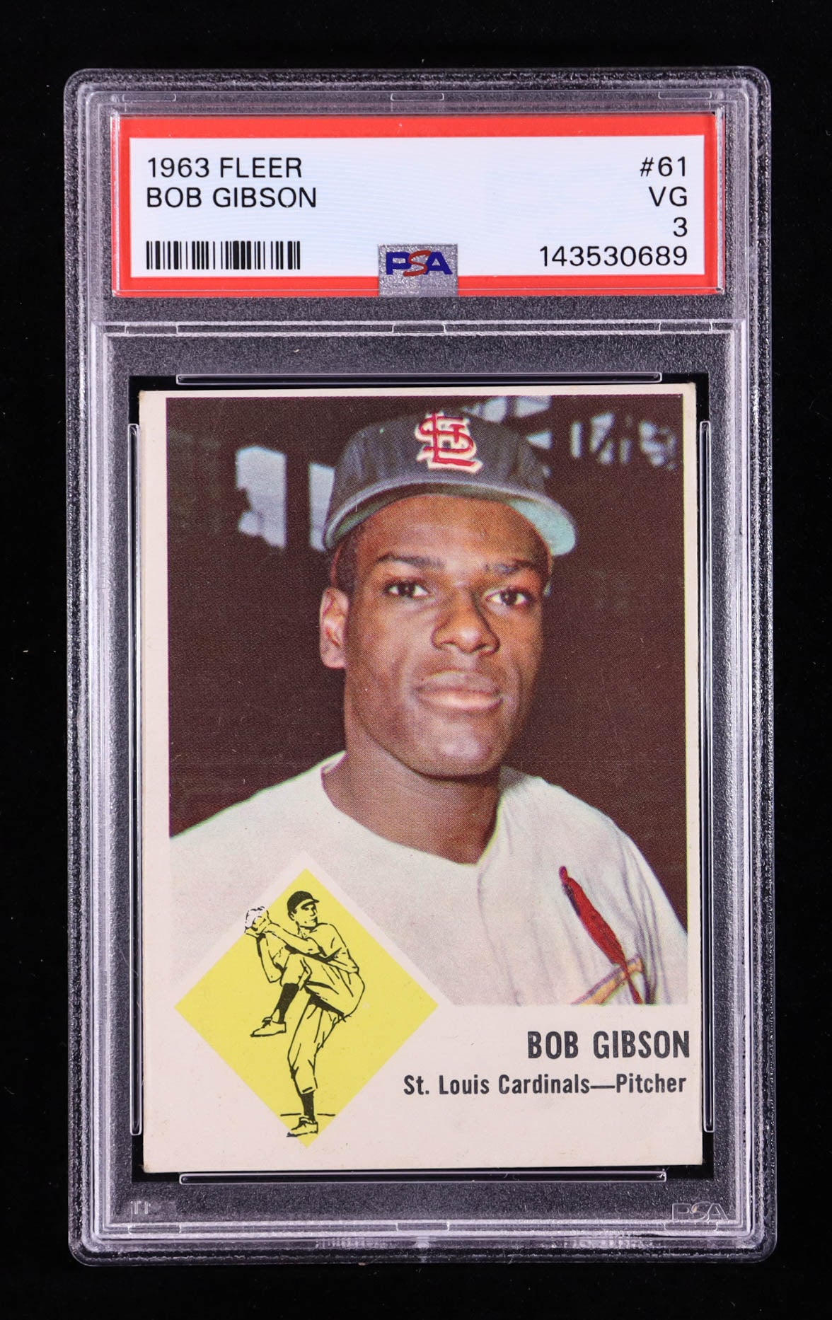 Bob Gibson — 1963 Fleer #61 - PSA 3 (VG) — Hall of Fame Pitching Legend