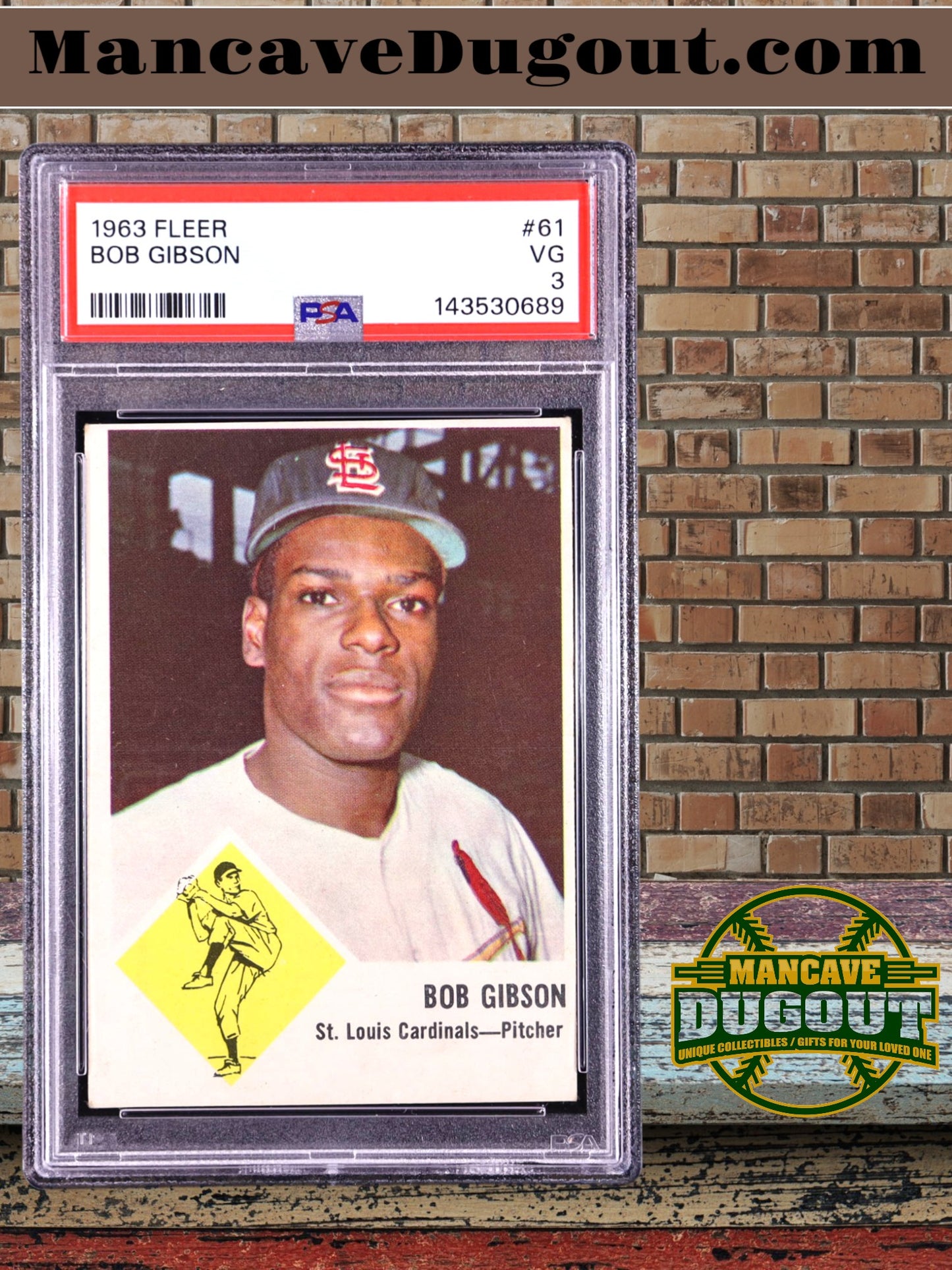 Bob Gibson — 1963 Fleer #61 - PSA 3 (VG) — Hall of Fame Pitching Legend