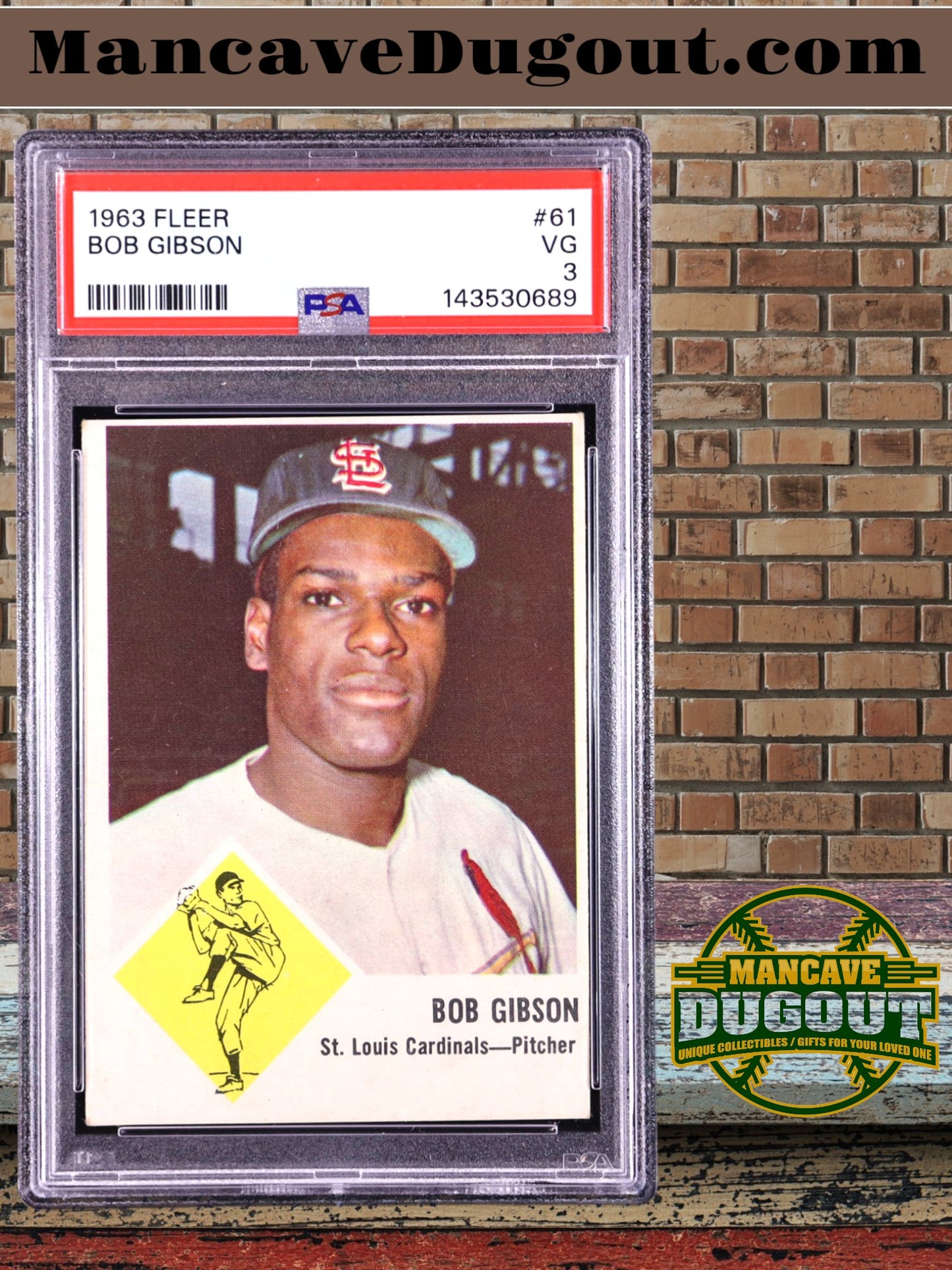 Bob Gibson — 1963 Fleer #61 - PSA 3 (VG) — Hall of Fame Pitching Legend