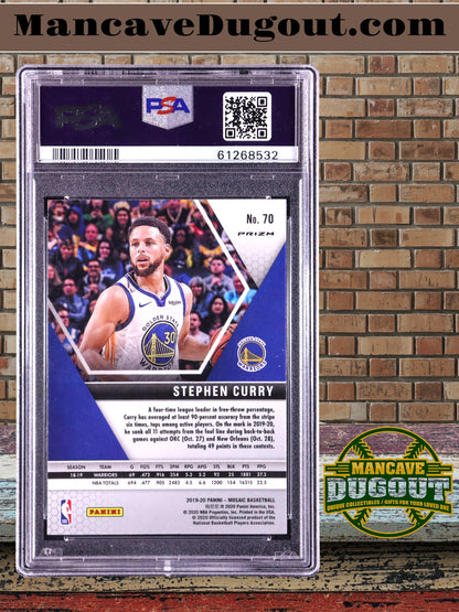 Stephen Curry — 2019 20 Panini Mosaic - Mosaic Orange Reactive Parallel #70 - PSA 9 (Mint)