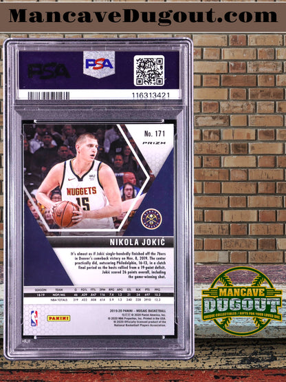 Nikola Jokić — 2019 20 Panini Mosaic - Mosaic Green Parallel #171 - PSA 9 (Mint)