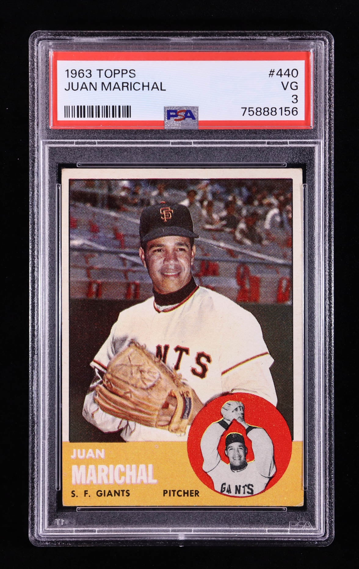 Juan Marichal — 1963 Topps #440 - PSA 3 (VG) — Hall of Fame Pitching Great