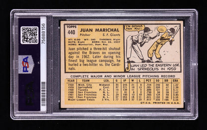 Juan Marichal — 1963 Topps #440 - PSA 3 (VG) — Hall of Fame Pitching Great