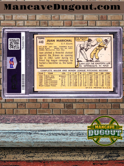Juan Marichal — 1963 Topps #440 - PSA 3 (VG) — Hall of Fame Pitching Great