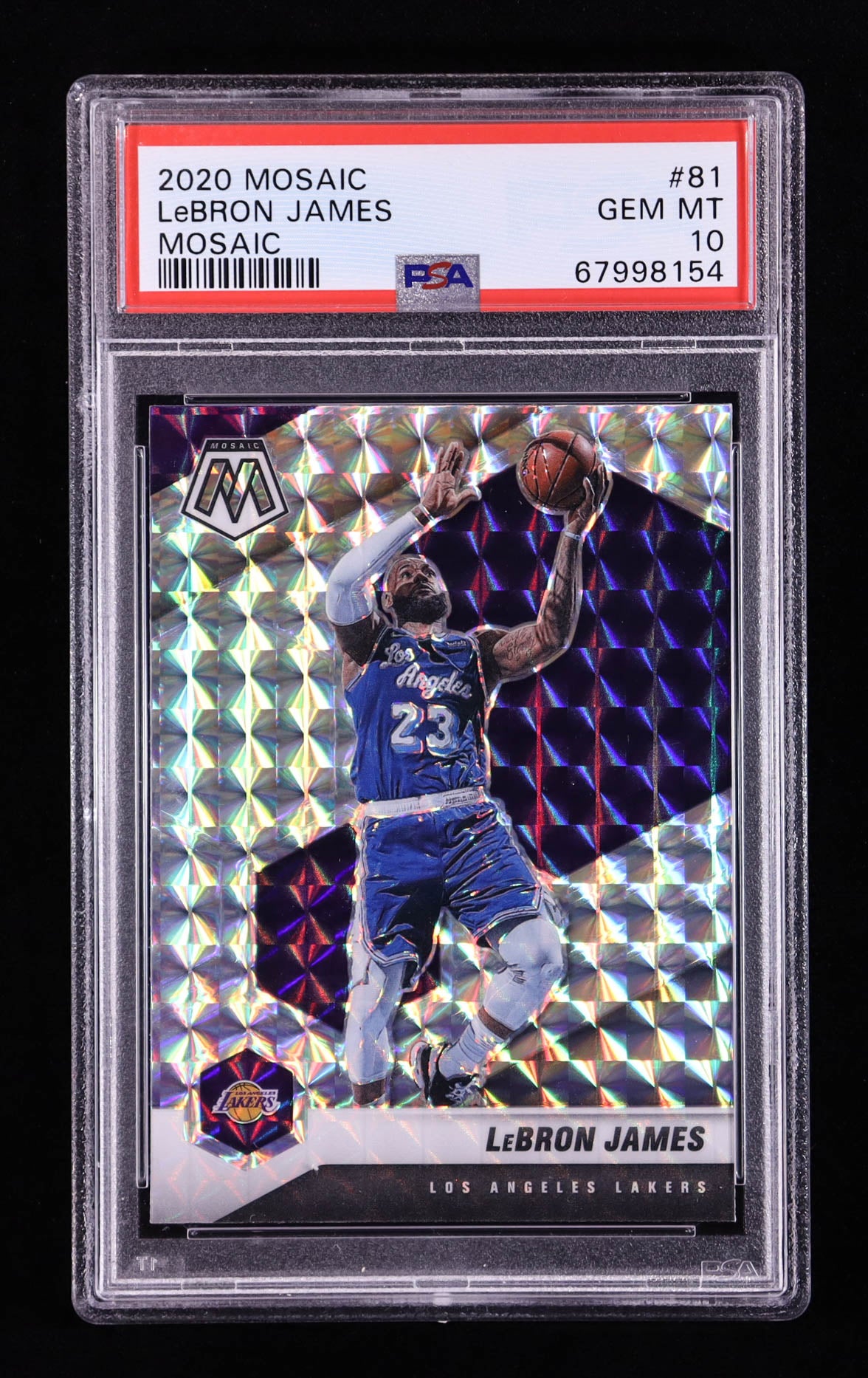 LeBron James — 2020 21 Panini Mosaic - Mosaic Parallel #81 - PSA 10 Gem Mint
