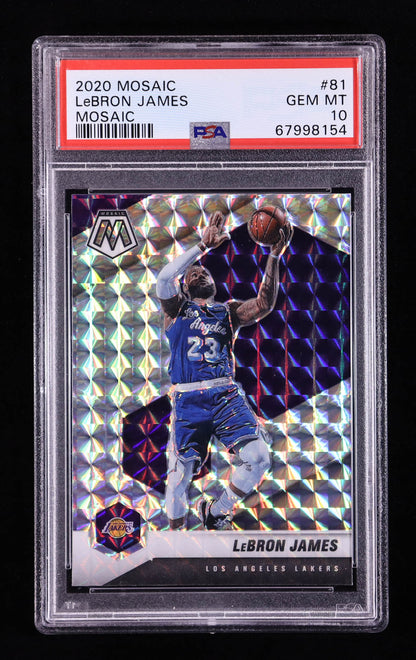 LeBron James — 2020 21 Panini Mosaic - Mosaic Parallel #81 - PSA 10 Gem Mint