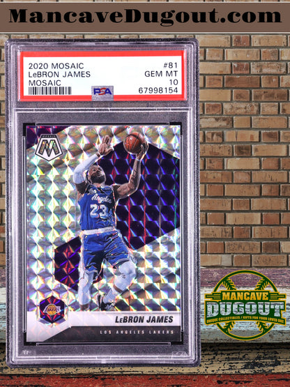 LeBron James — 2020 21 Panini Mosaic - Mosaic Parallel #81 - PSA 10 Gem Mint