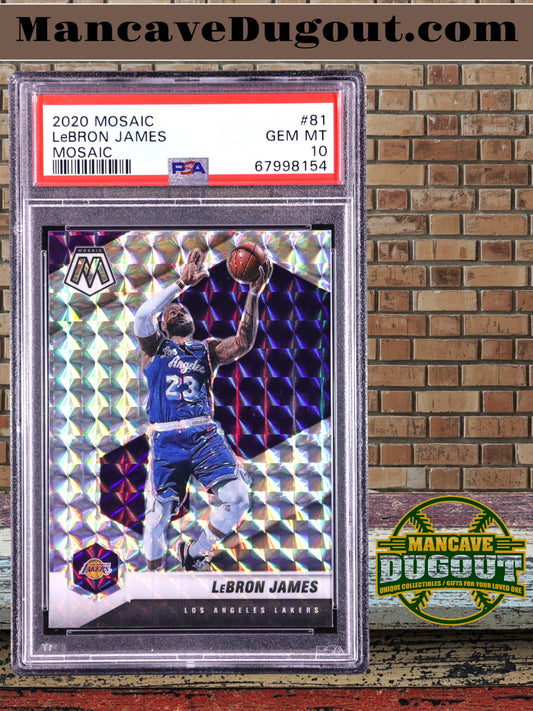 LeBron James — 2020 21 Panini Mosaic - Mosaic Parallel #81 - PSA 10 Gem Mint