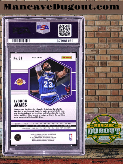 LeBron James — 2020 21 Panini Mosaic - Mosaic Parallel #81 - PSA 10 Gem Mint
