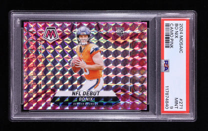 Bo Nix — 2024 Panini Mosaic - Mosaic Camo Pink Parallel — NFL Debut RC #271 - PSA 9 (Mint)