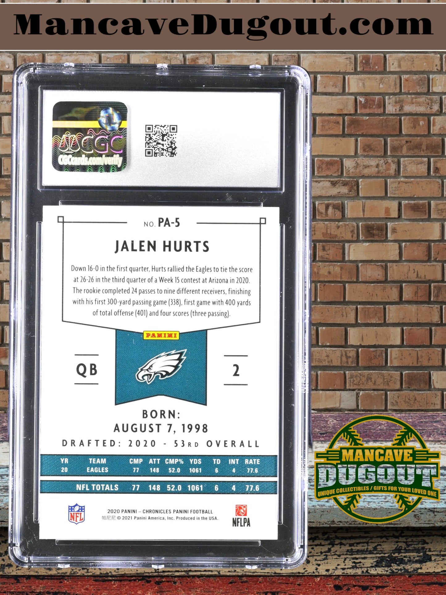 Jalen Hurts — 2020 Panini Chronicles - Panini Rookie Card #PA 5 - CGC 10 Gem Mint