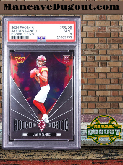 Jayden Daniels – 2024 Panini Phoenix - Rookie Rising #43 – Rookie Card (PSA 9)