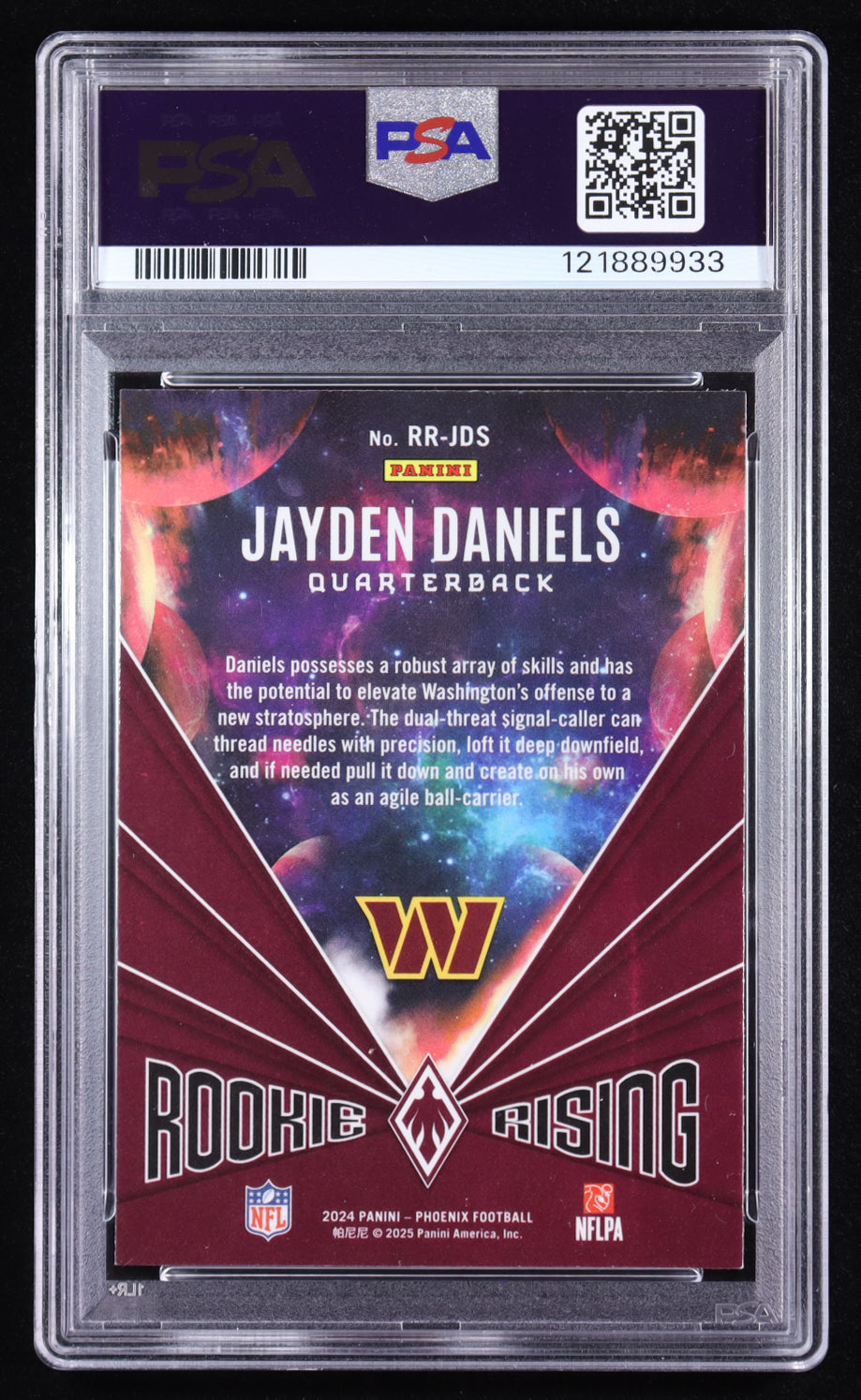 Jayden Daniels – 2024 Panini Phoenix - Rookie Rising #43 – Rookie Card (PSA 9)