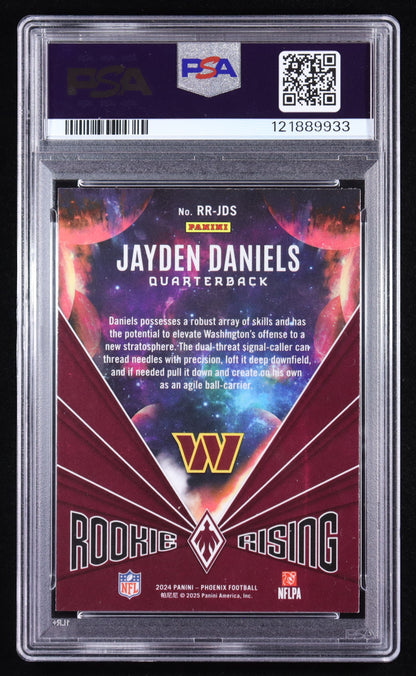 Jayden Daniels – 2024 Panini Phoenix - Rookie Rising #43 – Rookie Card (PSA 9)