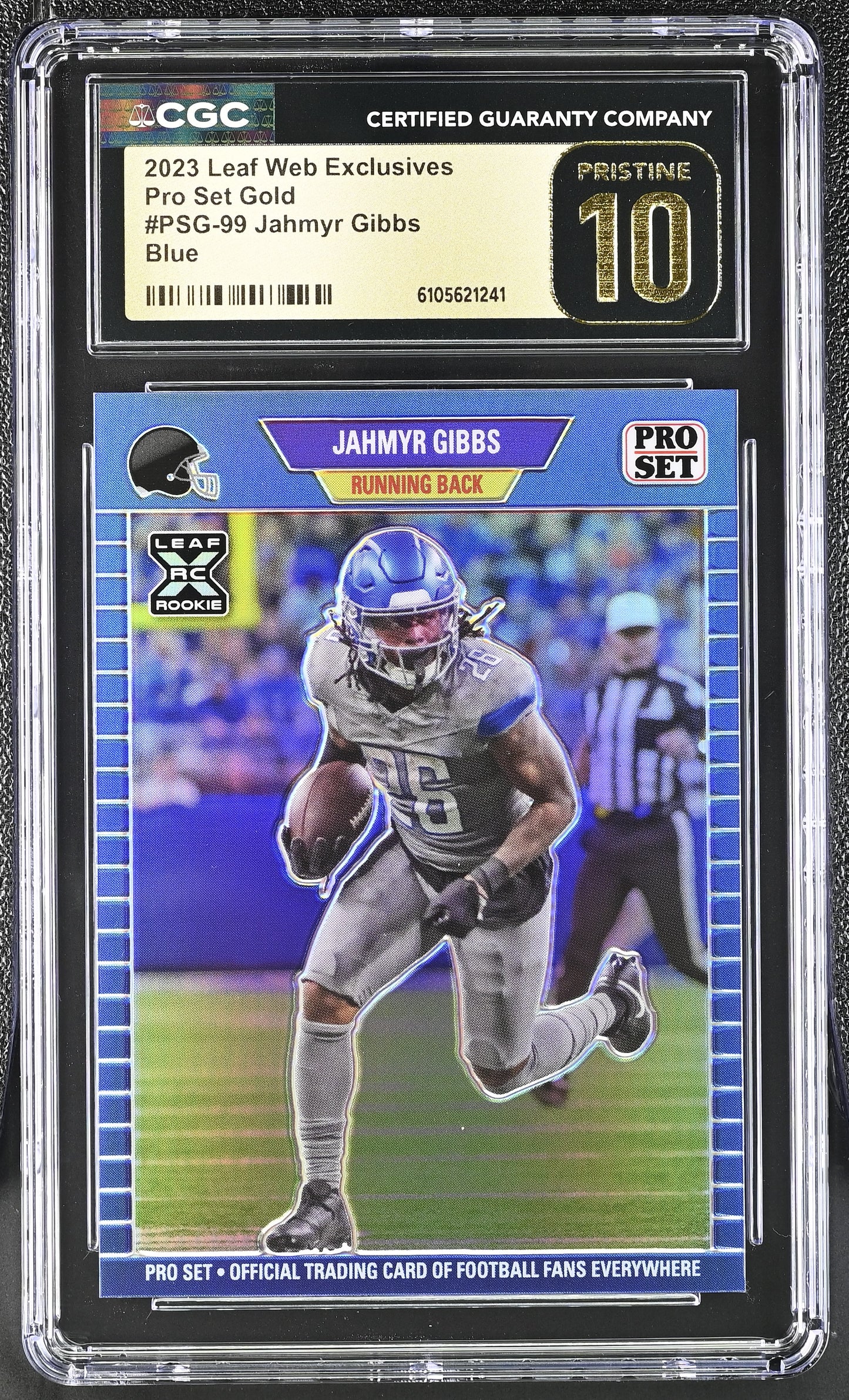 Jahmyr Gibbs — 2023 Leaf Web Exclusives - Pro Set Blue Parallel — #PSG 99 - Serial Numbered 22/25