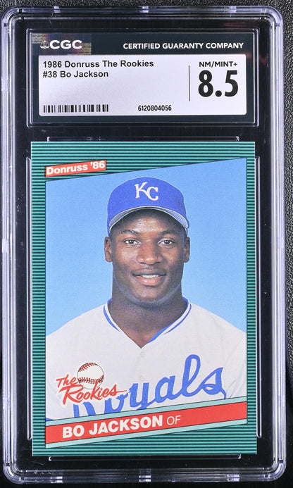 Bo Jackson — 1986 Donruss The Rookies #38 - Rookie Card (RC) - CGC 8.5 (Near Mint–Mint+)