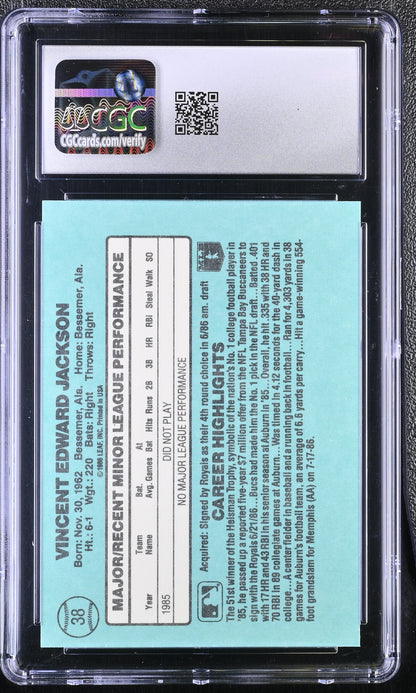 Bo Jackson — 1986 Donruss The Rookies #38 - Rookie Card (RC) - CGC 8.5 (Near Mint–Mint+)
