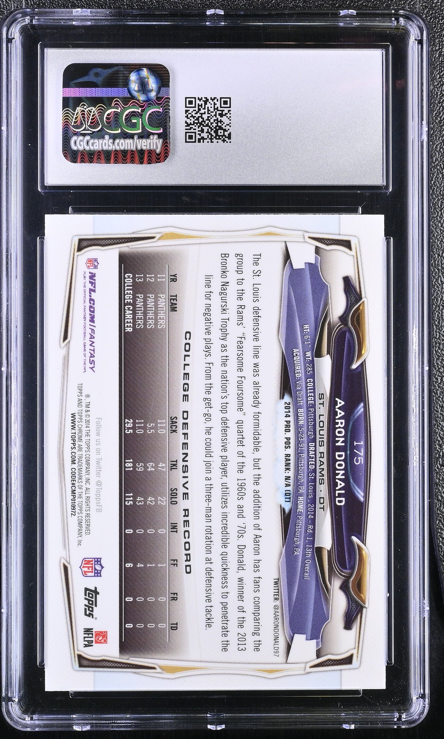 Aaron Donald — 2014 Topps Chrome #175 - Rookie Card (RC) - CGC 8 (Near Mint–Mint)