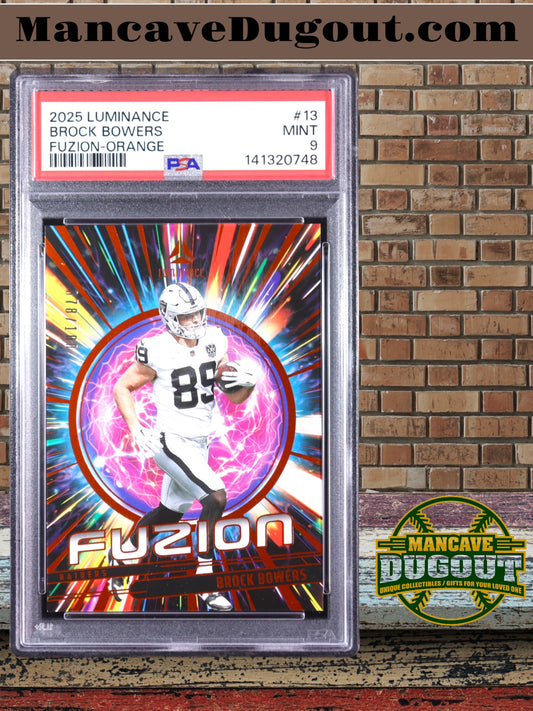 Brock Bowers – 2025 Panini Luminance - Fuzion Orange #13 – Serial #78/100 (PSA 10 Gem Mint)