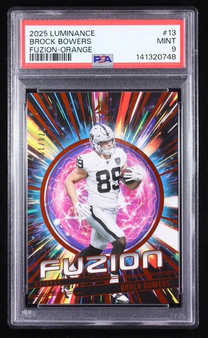 Brock Bowers – 2025 Panini Luminance - Fuzion Orange #13 – Serial #78/100 (PSA 10 Gem Mint)