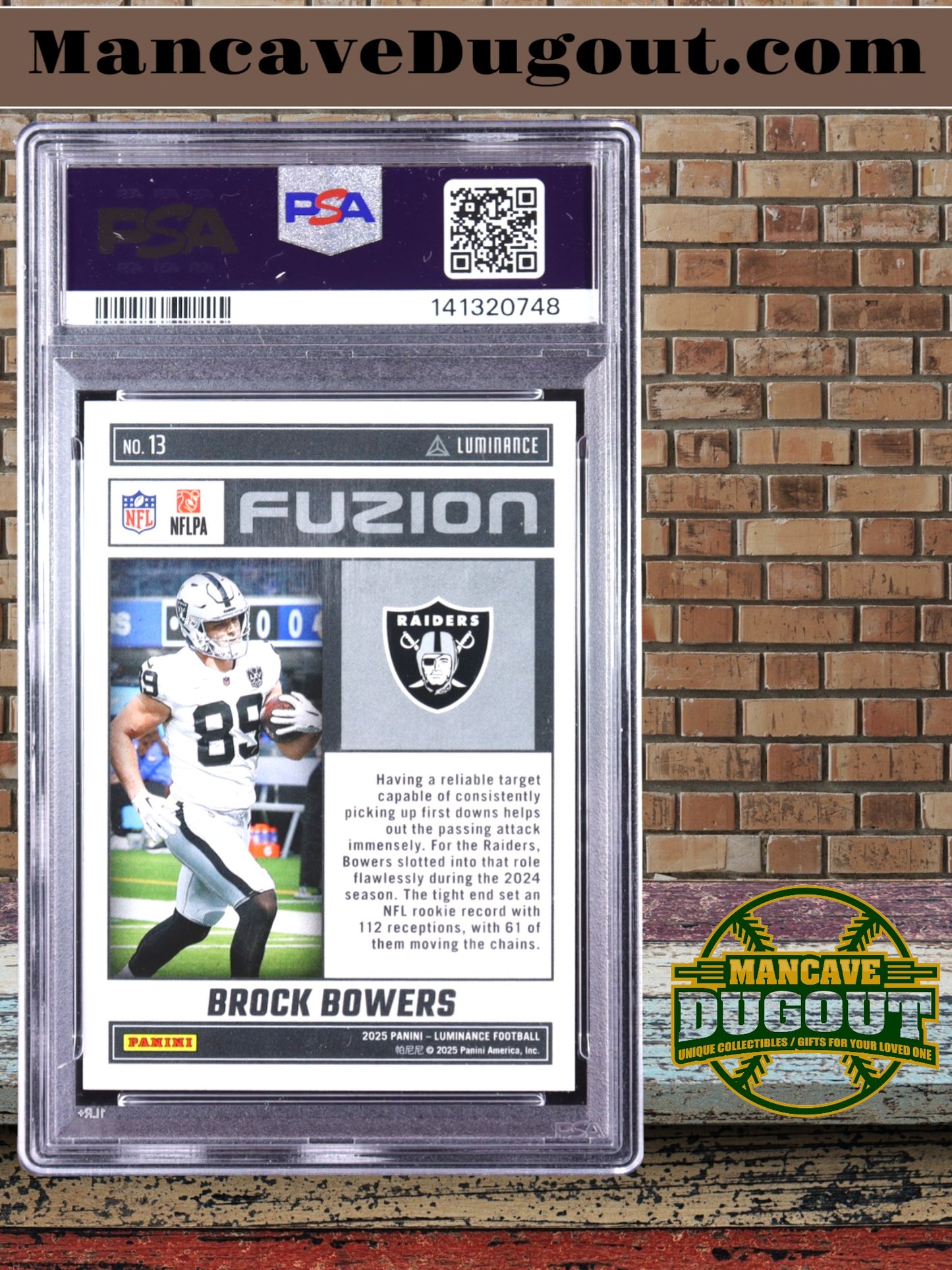 Brock Bowers – 2025 Panini Luminance - Fuzion Orange #13 – Serial #78/100 (PSA 10 Gem Mint)