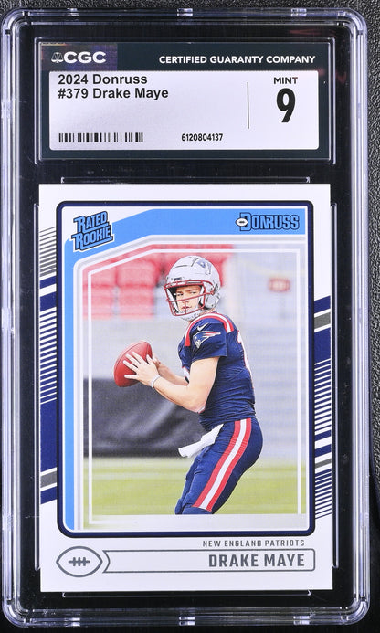Drake Maye — 2024 Donruss - Rookie Card #379 - CGC 9 (Mint)