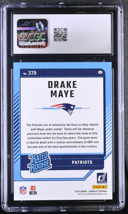 Drake Maye — 2024 Donruss - Rookie Card #379 - CGC 9 (Mint)