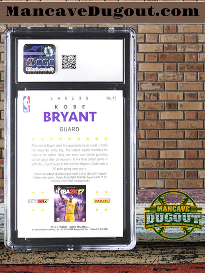 Kobe Bryant — 2016 17 Panini Hoops - Kobe 2K17 Insert — Card #15 - CGC 10 Gem Mint
