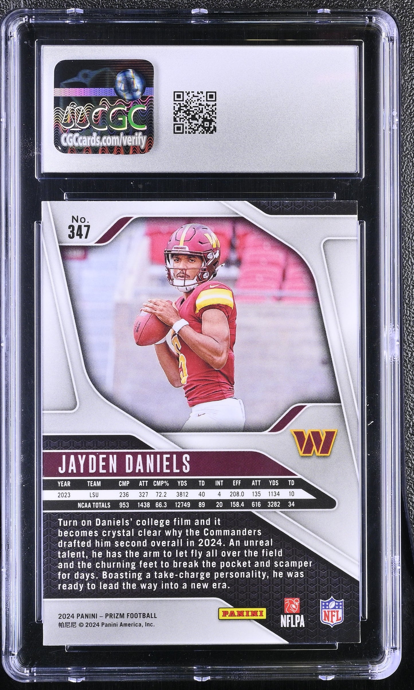 Jayden Daniels — 2024 Panini Prizm - Rookie Card #347 - CGC 9.5 Mint