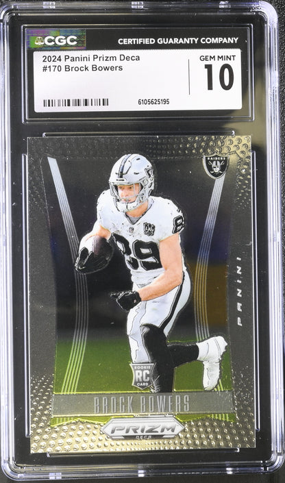 Brock Bowers — 2024 Panini Prizm - Deca Insert — Rookie Card #170 - CGC 10 Gem Mint