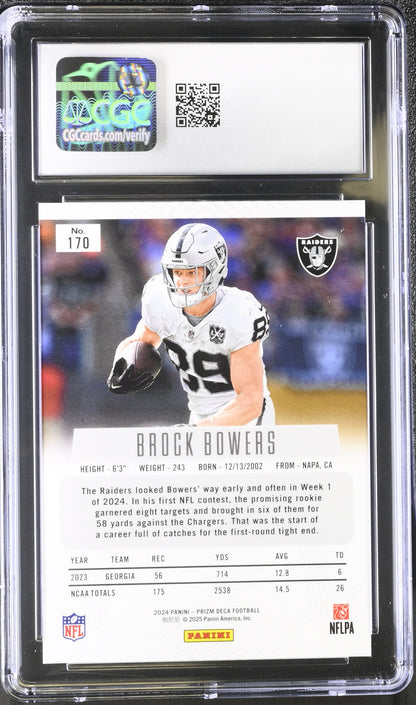 Brock Bowers — 2024 Panini Prizm - Deca Insert — Rookie Card #170 - CGC 10 Gem Mint