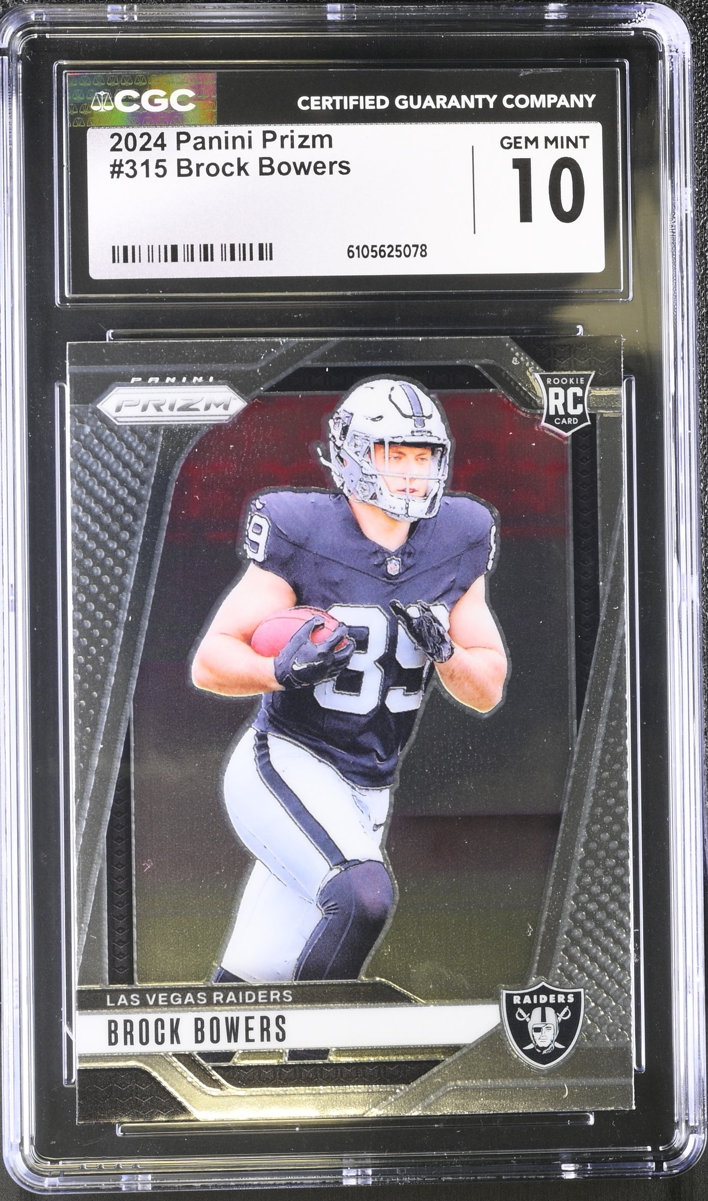Brock Bowers — 2024 Panini Prizm - Rookie Card #315 - CGC 10 Gem Mint