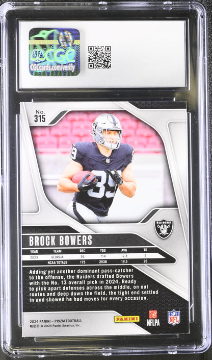 Brock Bowers — 2024 Panini Prizm - Rookie Card #315 - CGC 10 Gem Mint